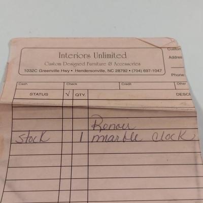 Vintage Renoir Design Heavy Marble Stone Table Top/Mantle Clock- Battery Operated