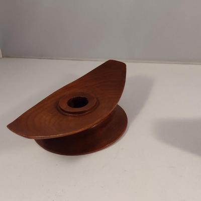 Porcelain Candle Stick Holders with Wooden Bases