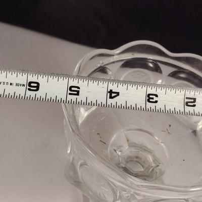 Vintage Fostoria Coin Dot Glass Pedestal Candy Dish with Lid