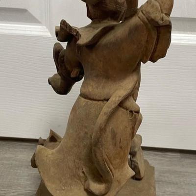 20th Century Chinese Temple Hand Carved Wood Statue #3
