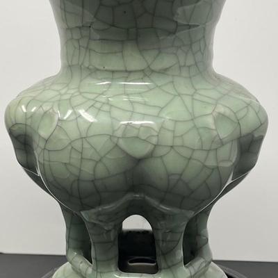 20th C. Chinese Celadon Crackle Porcelain Vase
