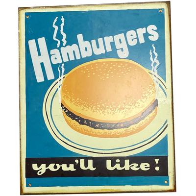 Hamburgers You'll Like!  Advertising Sign