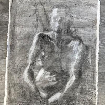 Female Erotic Nude Charcoal Sketch