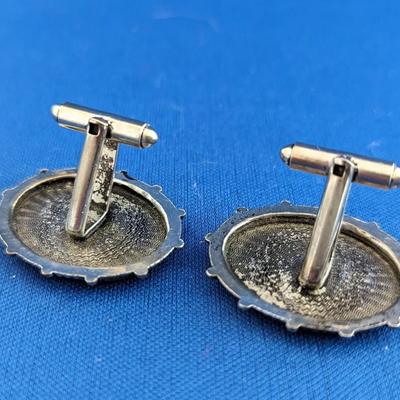 Vintage MCM cufflinks Oval Silver tone