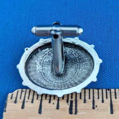 Vintage MCM cufflinks Oval Silver tone