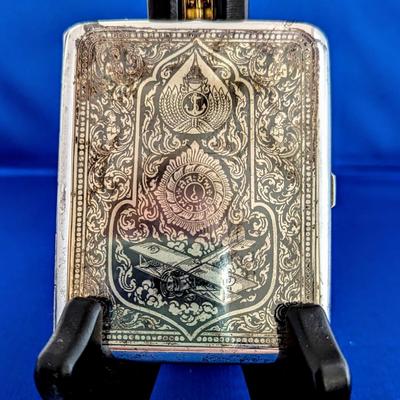 "Silver" Niello cigarette case from Siam (Thailand) Defence Forces of Siam 15 October 1935