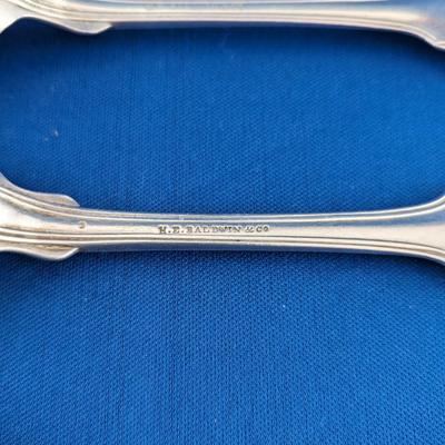 3 (three) RARE coin silver spoons Mono "WLB" for Washington Lafayette Baber (1824-1863) made by H.E. Baldwin New Orleans