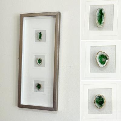 Silver Framed 3 Piece Emerald Crystal Wall Decor