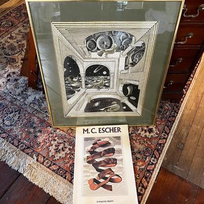 1291 Framed M.C. Escher â€œOther Worldâ€ Imported Color Print w/ Artist Book