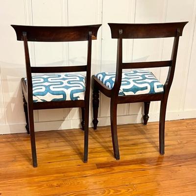 Four (4) Solid Wood Mahogany Upholstered Chairs