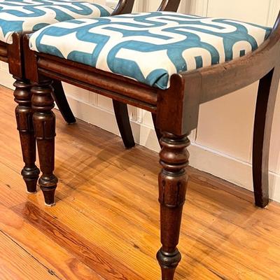Four (4) Solid Wood Mahogany Upholstered Chairs