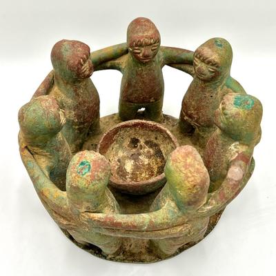 Vintage MAYAN FRIENDS Mexican Pottery Planter Bowl