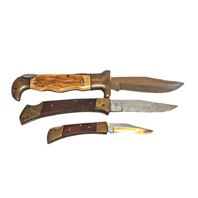 3 Vintage Pakistan Made Lock Blade Knives
