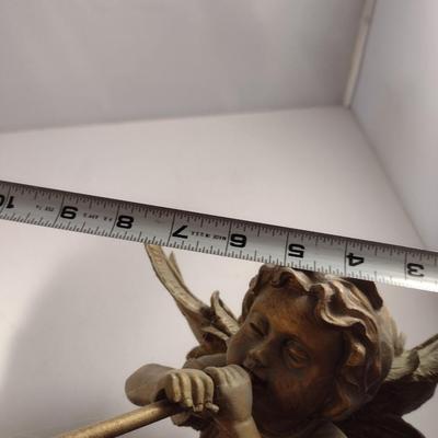 Pair of Gilded Trumpeting Angel Shelf Sitter Figurines