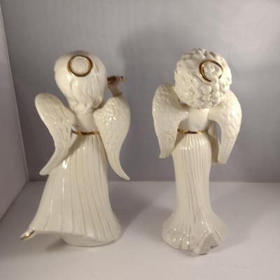 Pair of Atlantic Mold Ceramic Angel Figurines