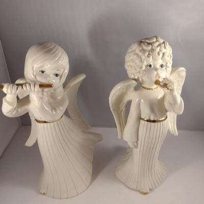 Pair of Atlantic Mold Ceramic Angel Figurines
