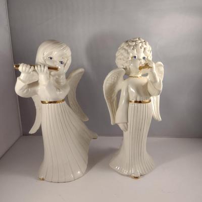 Pair of Atlantic Mold Ceramic Angel Figurines
