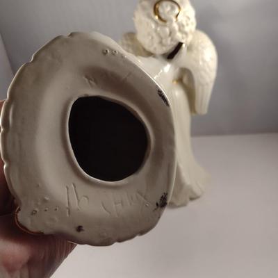 Pair of Atlantic Mold Ceramic Angel Figurines