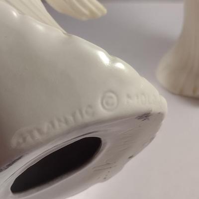 Pair of Atlantic Mold Ceramic Angel Figurines