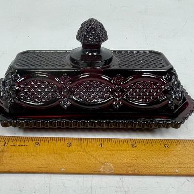 Avon Ruby Red Covered Butter Dish Rectangular