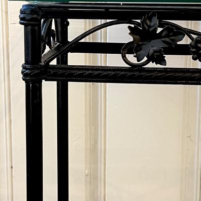 Black Metal Grapevine Design Foyer / Sofa Table ~ With Beveled Glass Top