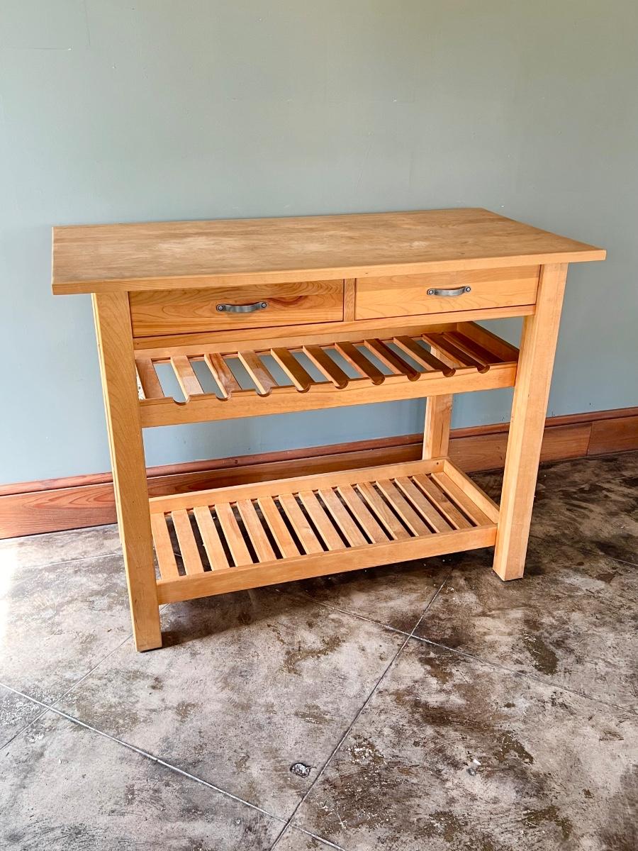 CRATE BARREL Solid Wood Kitchen Island Wine Rack EstateSales