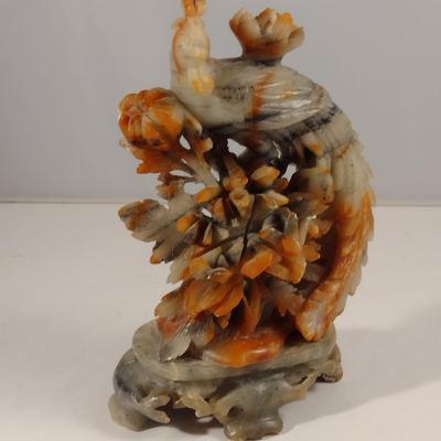 Carved Stone Peacock Design Figurine