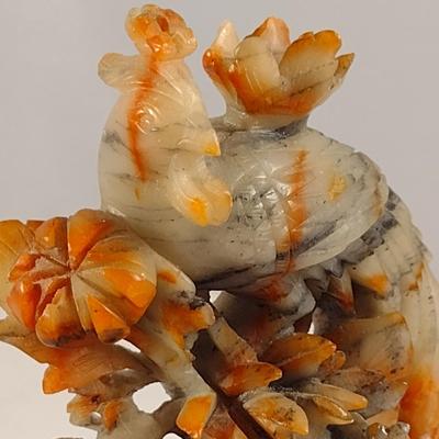 Carved Stone Peacock Design Figurine