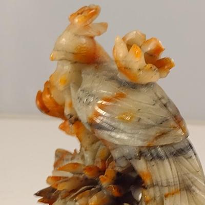 Carved Stone Peacock Design Figurine