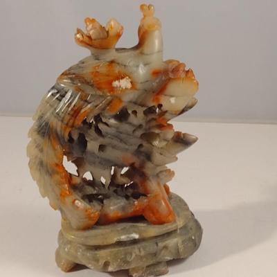 Carved Stone Peacock Design Figurine