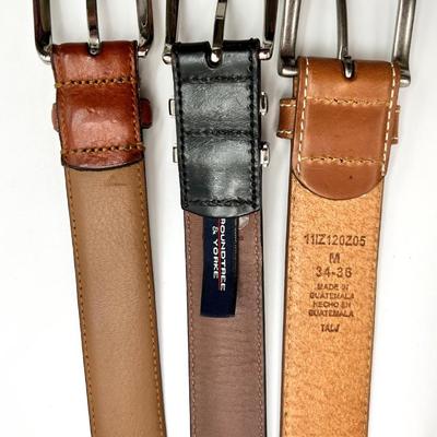 Set of 3 Menâ€™s Leather Belts Size 34-36 - Italian Leather, Cowhide