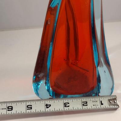 Red and Blue Twisted Art Glass Vase- Possibly Murano