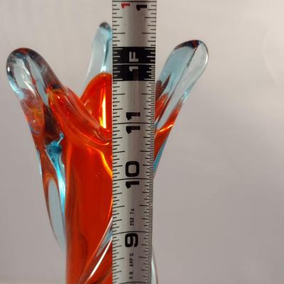 Red and Blue Twisted Art Glass Vase- Possibly Murano