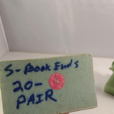 Vintage Pair of Faux Jade Asian Theme Thai Musicians Bookends- Wony Italy, Ltd.