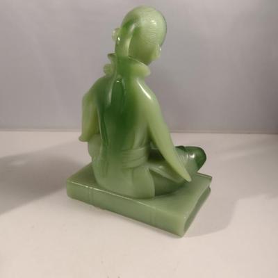 Vintage Pair of Faux Jade Asian Theme Thai Musicians Bookends- Wony Italy, Ltd.