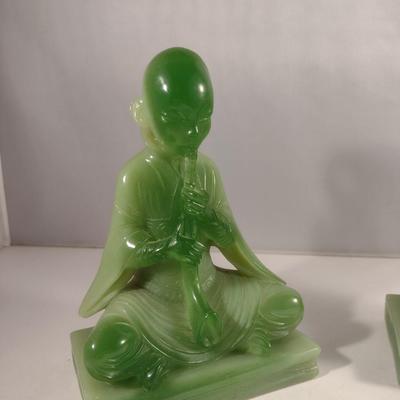 Vintage Pair of Faux Jade Asian Theme Thai Musicians Bookends- Wony Italy, Ltd.