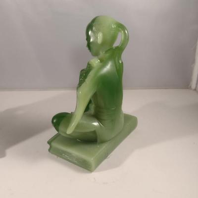 Vintage Pair of Faux Jade Asian Theme Thai Musicians Bookends- Wony Italy, Ltd.