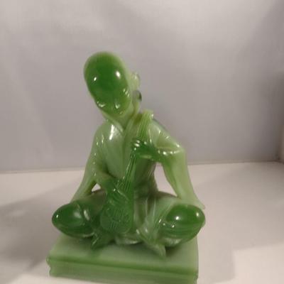 Vintage Pair of Faux Jade Asian Theme Thai Musicians Bookends- Wony Italy, Ltd.