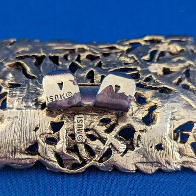 Pair (2) Vintage Signed MUSI ornate gold tone shoe clips MCM