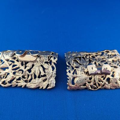 Pair (2) Vintage Signed MUSI ornate gold tone shoe clips MCM