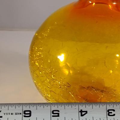 Crackle Finish Art Glass Vase