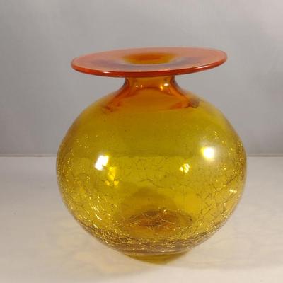 Crackle Finish Art Glass Vase