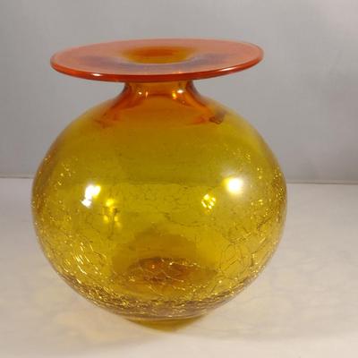 Crackle Finish Art Glass Vase