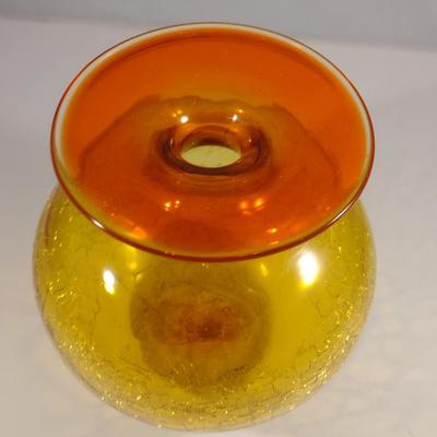 Crackle Finish Art Glass Vase