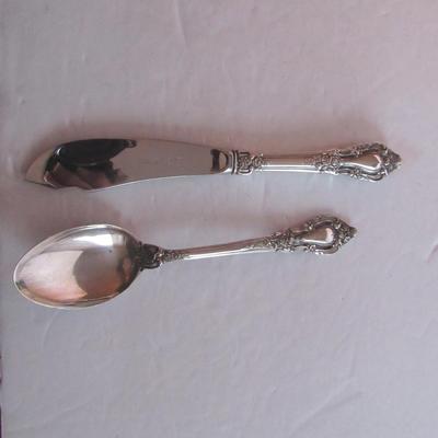 Vintage Lunt Sterling, Eloquence Pattern, Spoon and Fancy Butter Knife, Nice!