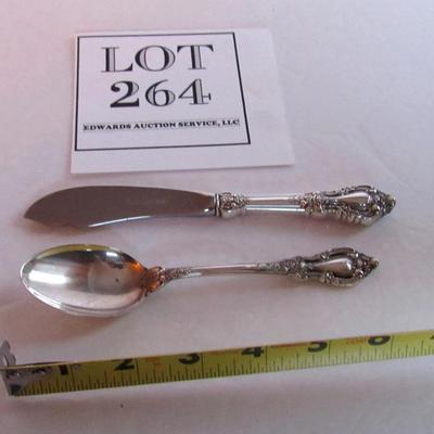Vintage Lunt Sterling, Eloquence Pattern, Spoon and Fancy Butter Knife, Nice!