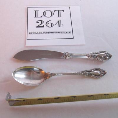 Vintage Lunt Sterling, Eloquence Pattern, Spoon and Fancy Butter Knife, Nice!