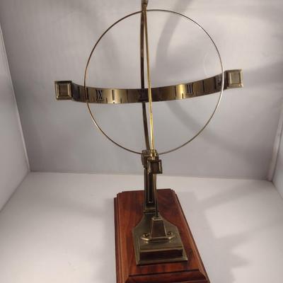 Hamilton Metal Armillary Design Table Top Clock with Wooden Base