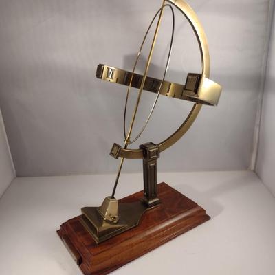 Hamilton Metal Armillary Design Table Top Clock with Wooden Base