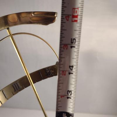 Hamilton Metal Armillary Design Table Top Clock with Wooden Base